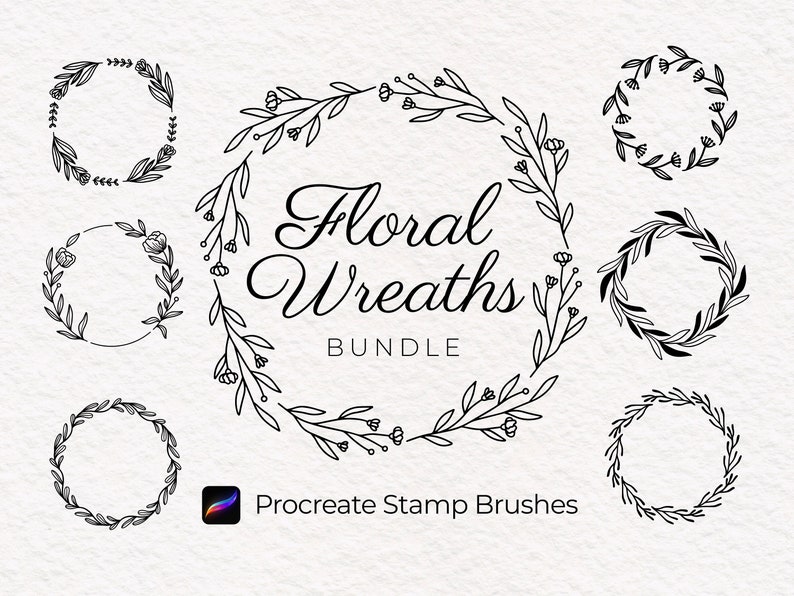 Procreate Wreath Stamps, Floral Frame Procreate Brush Set, Flower ...