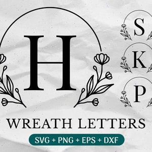 Monogramm SVG-Bundle, Nachname svg, Anfangsmonogramm svg, Flourish Alphabet Clipart, Laurel Letter Font Laser Cut-Datei, Familienname Holzschnitt