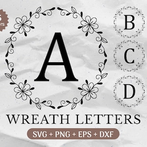 Bundle monogramme SVG, nom de famille Svg, Svg monogramme initial, s'épanouir alphabet clipart, lettre Laurel police fichier découpé au laser, nom de famille coupé sur bois