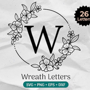 Paquete de SVG de monogramas, SVG de apellido, SVG de monogramas iniciales, clipart de alfabeto florido, archivos de corte de uso comercial de fuente de letra Laurel Png/Eps/Dxf