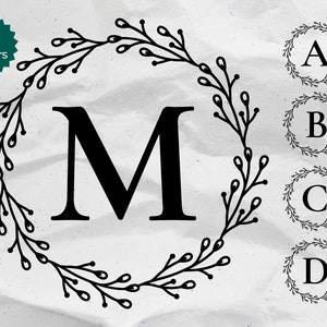 Monogram SVG Bundle, Last Name Svg, Initial Monogram Svg, Flourish Alphabet Clipart, Laurel Letter Font Commercial Use Cut Files Png/Eps/Dxf