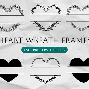 Herz Rahmen SVG Bundle, Herz Kranz Svg, FloralEr Kranz Svg, Schnörkel Svg, Rahmen Svg, Herz Monogramm Svg, Rahmen Png, Weihnachtskranz