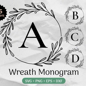 Paquete de SVG de monogramas, SVG de apellido, SVG de monogramas iniciales, clipart de alfabeto florido, archivos de corte de uso comercial de fuente de letra Laurel Png/Eps/Dxf