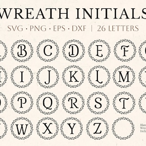 Monogramma SVG bundle, Cognome Svg, Monogramma iniziale Svg, Flourish Alphabet Clipart, Laurel Letter Font Uso commerciale Cut Files Png/Eps/Dxf