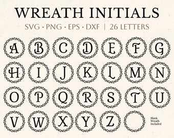 Monogram SVG Bundle, Last Name Svg, Initial Monogram Svg, Flourish Alphabet Clipart, Laurel Letter Font Commercial Use Cut Files Png/Eps/Dxf