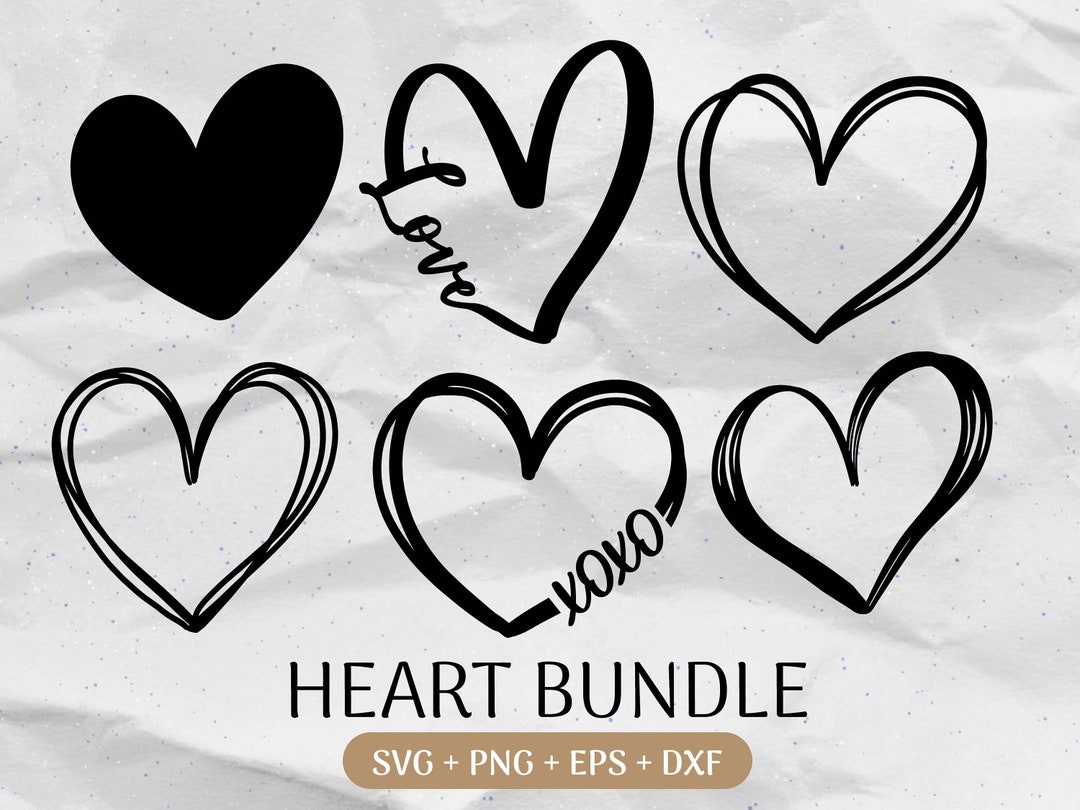 Heart SVG Bundle, Doodle Heart SVG, Hand Drawn Heart SVG, Open Heart ...