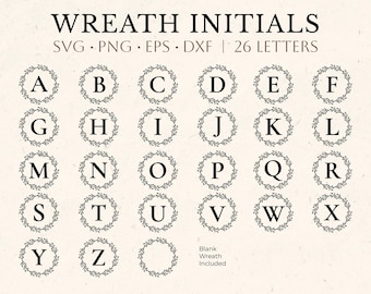 Monogram SVG Bundle, Last Name Svg, Initial Monogram Svg, Flourish Alphabet Clipart, Laurel Letter Font Commercial Use Cut Files Png/Eps/Dxf