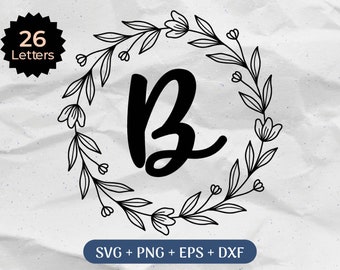 Monogram SVG Bundle, Last Name Svg, Initial Monogram Svg, Flourish Alphabet Clipart, Laurel Letter Font Commercial Use Cut Files Png/Eps/Dxf