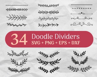 34 Text Divider SVG Bundle, Leaf Svg, Wreath Svg, Flourish Svg, Flower Frame Svg, Floral Border Svg Commercial Use Cut Files Svg/Png/Eps/Dxf