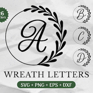 Monogram SVG-bundel, achternaam Svg, eerste monogram Svg, bloeien alfabet Clipart, laurierletter lettertype lasergesneden bestand, familienaam houtsnede