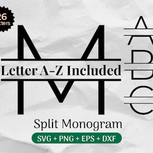 Pacchetto SVG monogramma diviso, lettera rovesciata in formato Svg, clipart alfabeto, cognome in formato Svg, cornice del nome di famiglia, file di taglio per uso commerciale in formato Svg/Png/Eps/Dxf