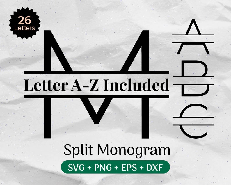 Monogram Swg Examples Split Monogram SVG Bundle, Spilt Letter Svg, Alphabet Clipart, Last ...