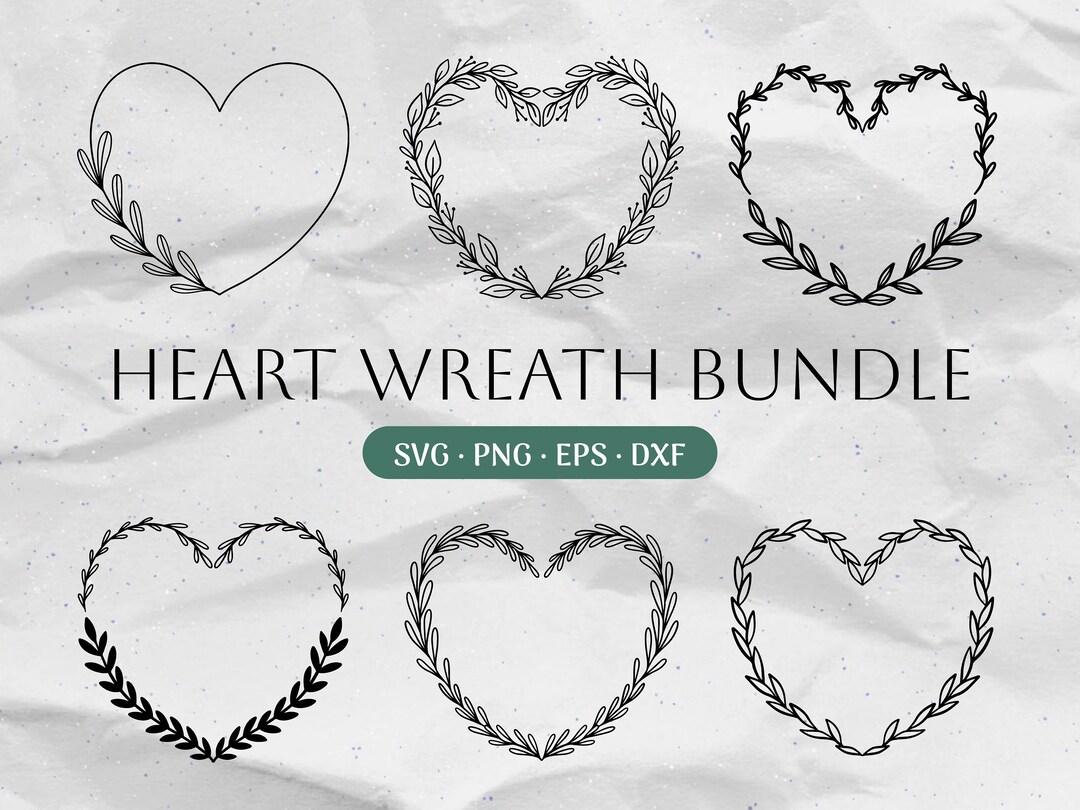 Heart Wreath SVG Bundle, Floral Wreath Svg, Flourish Svg, Border Svg ...