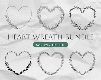 Heart Wreath SVG Bundle, Floral Wreath Svg, Flourish Svg, Border Svg, Wildflower Svg, Heart Monogram Svg, Frame Png, Christmas Wreath Svg