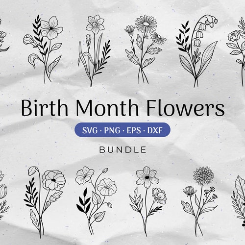 Birth Month Flower SVG Bundle Bouquet Clipart Floral Svg - Etsy