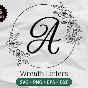 Monogram SVG-bundel, achternaam Svg, eerste monogram Svg, bloeien alfabet Clipart, Laurel Letter lettertype commercieel gebruik gesneden bestanden Png/Eps/Dxf