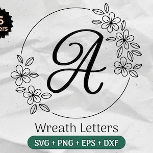 Monogram SVG Bundle, Last Name Svg, Initial Monogram Svg, Flourish Alphabet Clipart, Laurel Letter Font Commercial Use Cut Files Png/Eps/Dxf