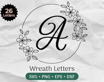 Monogram SVG Bundle, Last Name Svg, Initial Monogram Svg, Flourish Alphabet Clipart, Laurel Letter Font Commercial Use Cut Files Png/Eps/Dxf