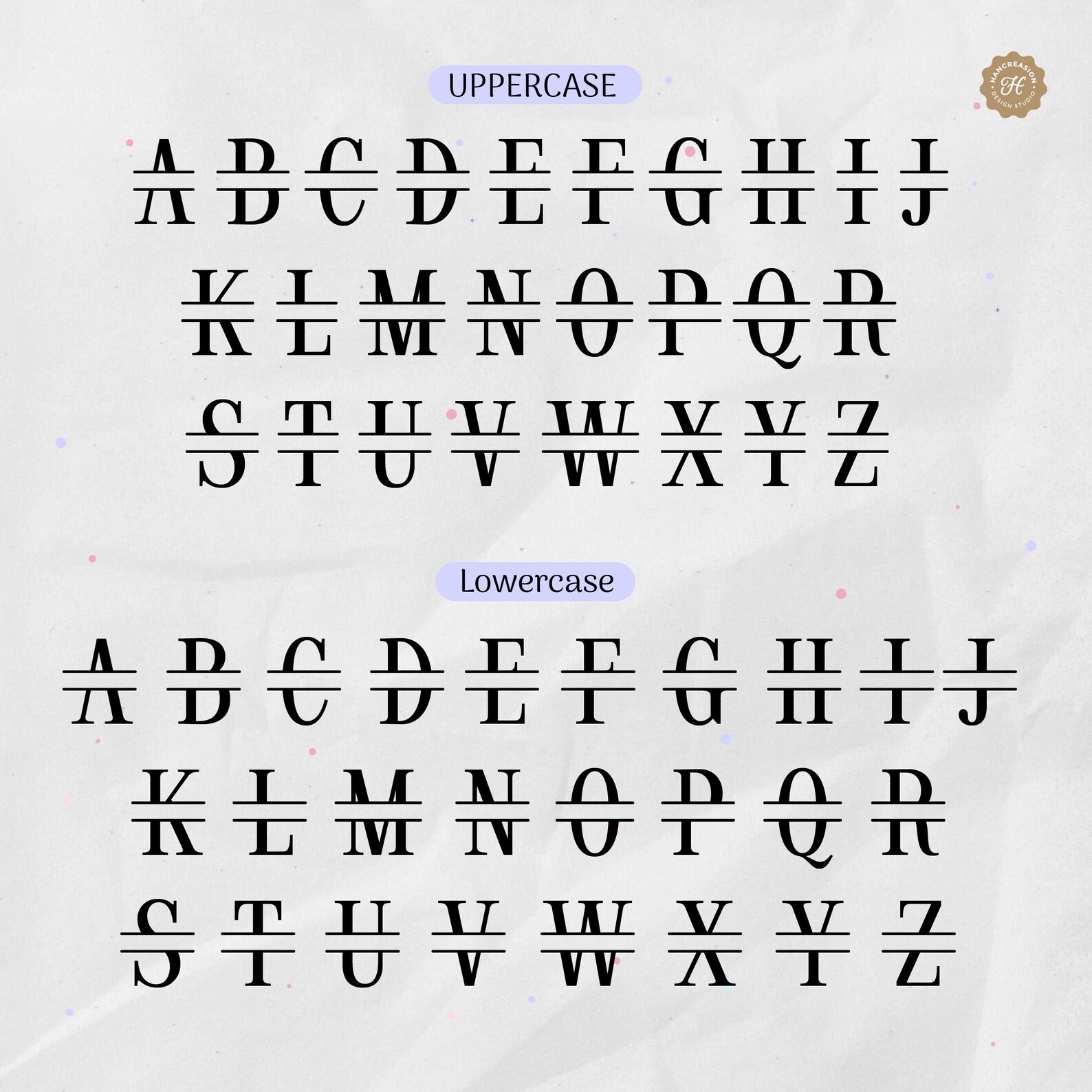 Han Split Monogram Font, Procreate Font, Cricut Font, Divided Number ...