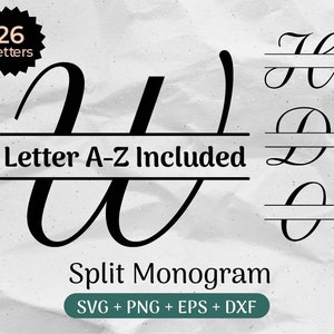 Split-Monogramm SVG-Bundle, verschüttete Buchstabe-Svg, Alphabet Clipart, Nachname-Svg, Familienname-Rahmen, kommerzielle Nutzung Schnittdateien Svg/Png/Eps/Dxf