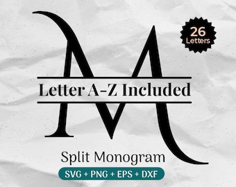 Split Monogram SVG Bundle, Spilt Letter Svg, Alphabet Clipart, Last Name Svg, Family Name Frame, Commercial Use Cut Files Svg/Png/Eps/Dxf