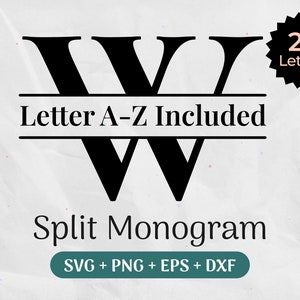 Gesplitste monogram SVG-bundel, gemorste letter Svg, alfabet Clipart, achternaam Svg, familienaam Frame, commercieel gebruik gesneden bestanden Svg/Png/Eps/Dxf