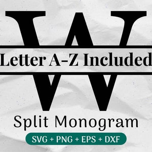 Gesplitste monogram SVG-bundel, gemorste letter Svg, alfabet clipart, achternaam Svg, familienaam frame, lasergesneden bestanden voor hout teken png/eps/dxf