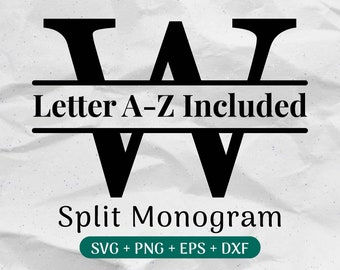 Split Monogram SVG Bundle, Spilt Letter Svg, Alphabet Clipart, Last Name Svg, Family Name Frame, Laser Cut Files for Wood Sign Png/Eps/Dxf