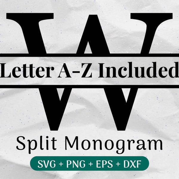 Split Monogram SVG Bundle, Spilt Letter Svg, Alphabet Clipart, Last Name Svg, Family Name Frame, Laser Cut Files for Wood Sign Png/Eps/Dxf