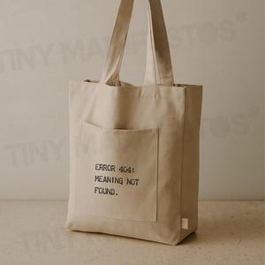 Funny Quote Tote Bag Error 404 Meaning Not Found Minimal Canvas Bag