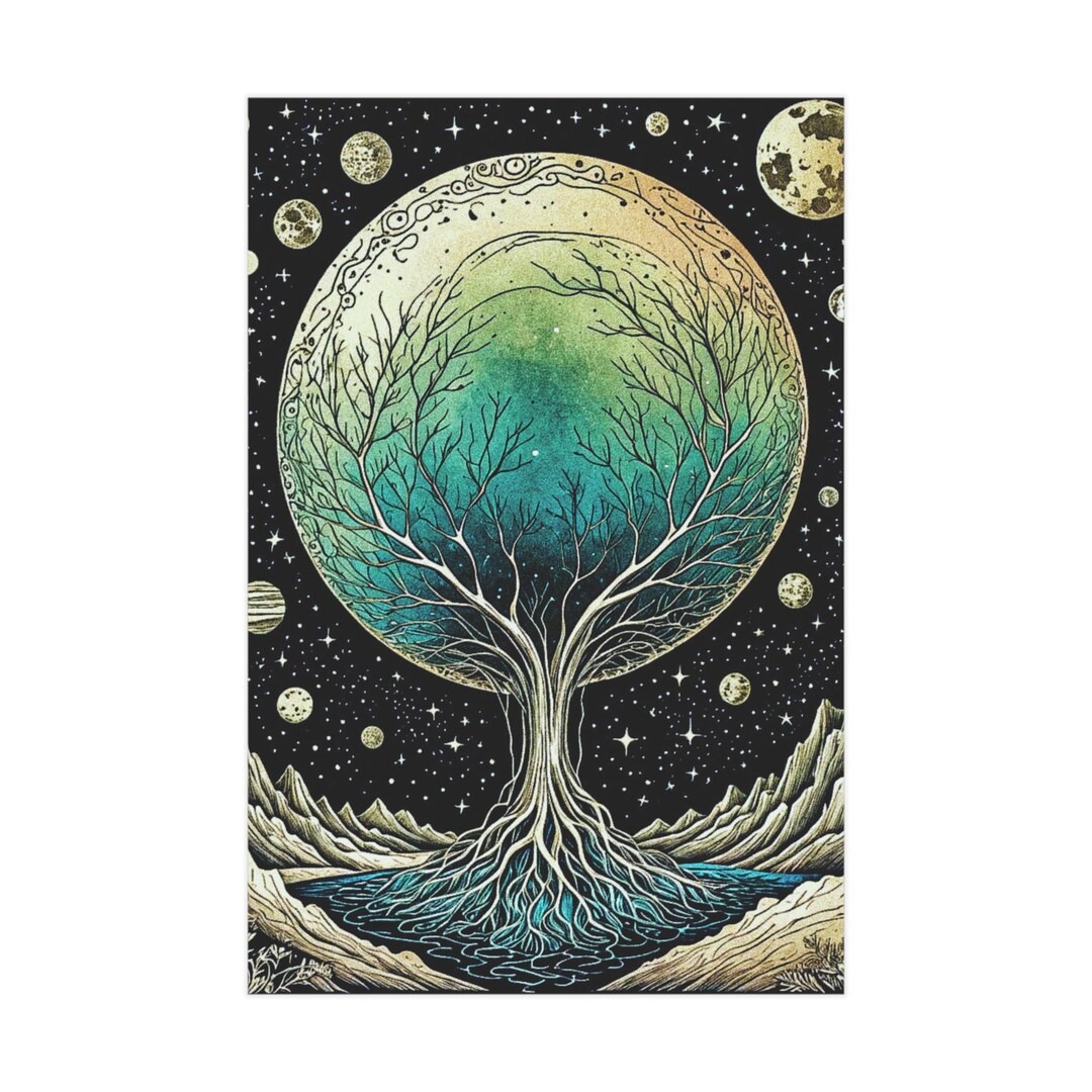 Lunar Rooted Moon Tree of Life Art Unframed Print Celestial Wall Art ...