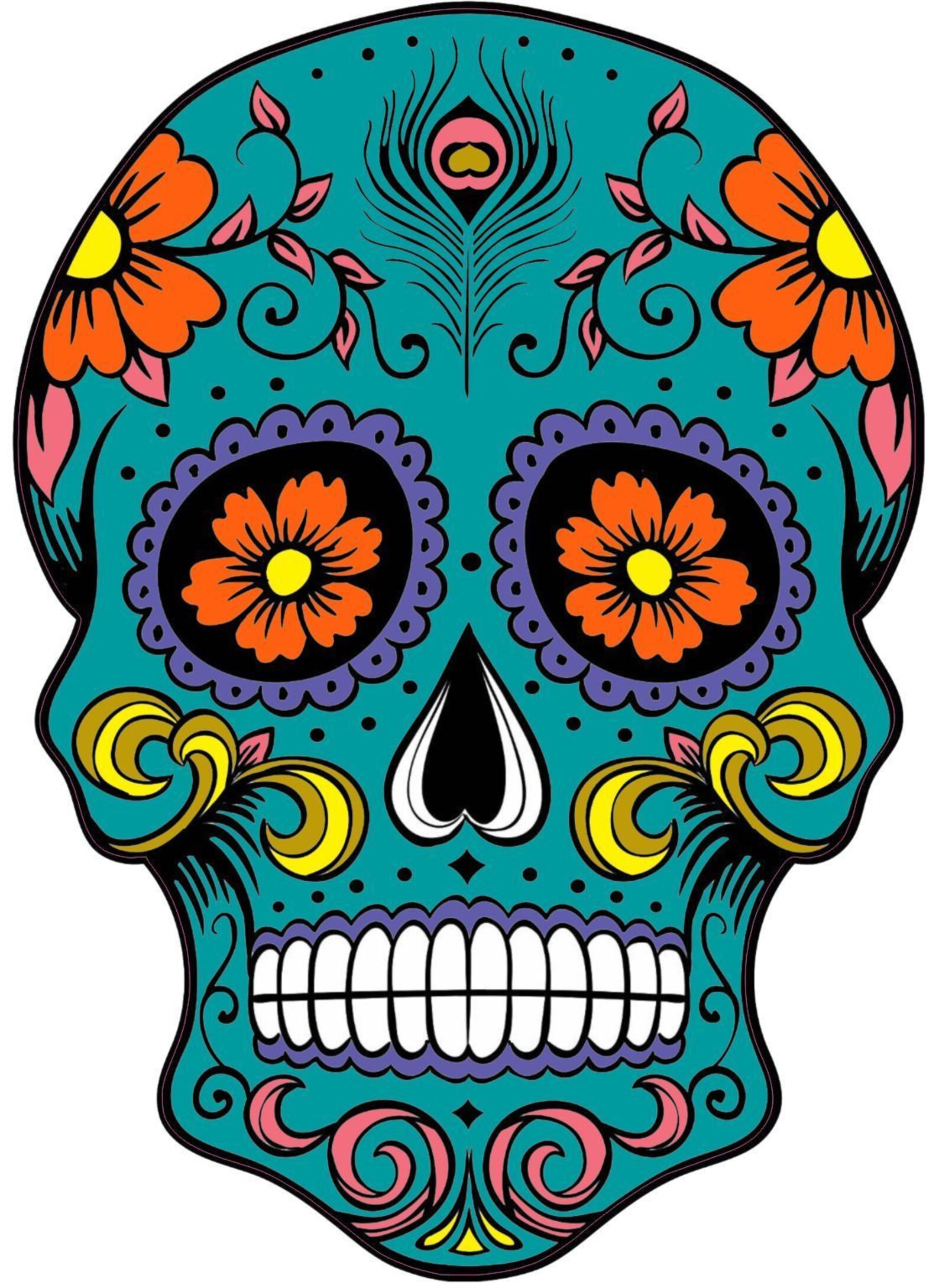 Sugar Skull Vinyl Sticker Decal Mexican Spanish Day of the Etsy