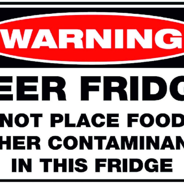 Funny Beer Fridge Warning Man Cave caravan  Surfing Van Life Vinyl Sticker Camper camping Skate T5 T4 T3 T25 T1 Van Decal Bus Surf