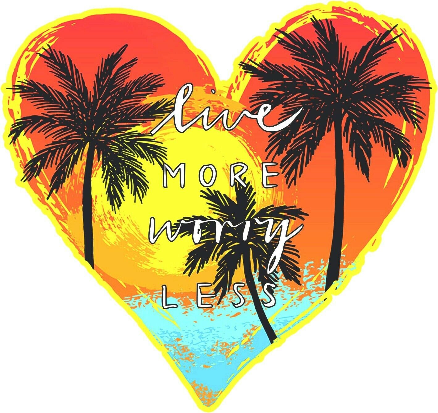 Live More Worry Less   Aloha Hawaii Surf  Surfing Van Life Vinyl Sticker Camper camping Skate T5 T4 T3 T25 T1 Van Decal Bus Surf