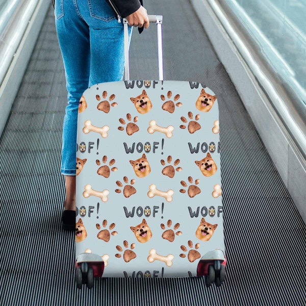 Customize Pet Person Face Luggage Covers Suitcase Protector Personalized Suitcase Covers Custom Travel Bag Cover Lovely Animal Dog Cat Cover