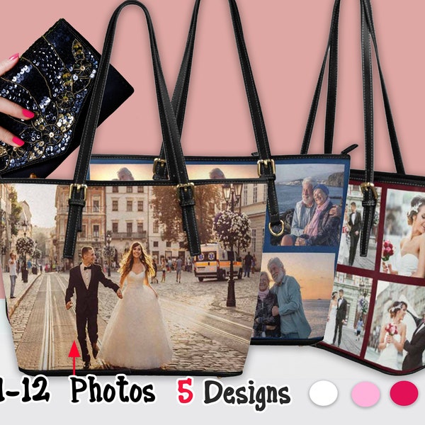 Custom  Photo Tote Bag, Clover Canvas Purse, Personalized tote bags for women, Customized Shoulder Bag, Valentine's Day gifts,