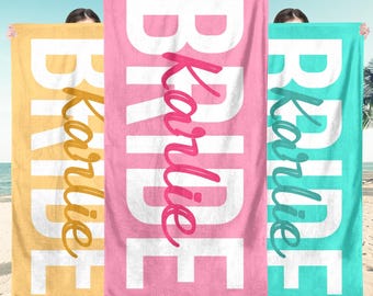 Personalized Bride Beach Towel: Custom Wedding Bachelorette Gift