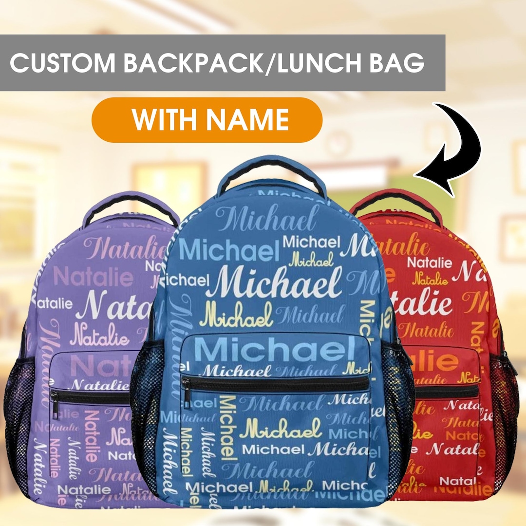 Personalized Kids Backpack and Lunch Bag: Custom Name School Set - Etsy