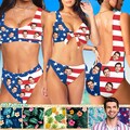 Custom American Flag Swimsuit, Personalized Woman Swimsuit with Face, Custom Face Bathing Suit, Custom Independence Day Face swimsuit party
