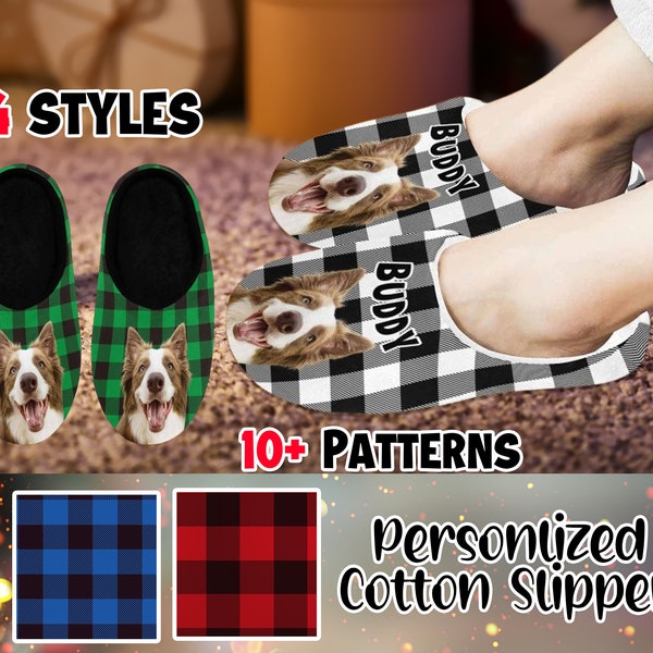 Custom Faces Slippers, Personlized Photo  Cotton Slippers Indoor, Warm House Shoes,Christmas Slipper Gifts for Him/Her, Women/Men Slippers,