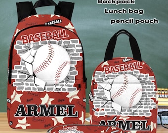 Personalized Baseball Backpack and Lunch Bag Set - Back to School Gift
