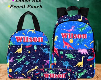 Personalized Dinosaur Backpack: Custom Kids School Bag, Unicorn Lunchbox Option
