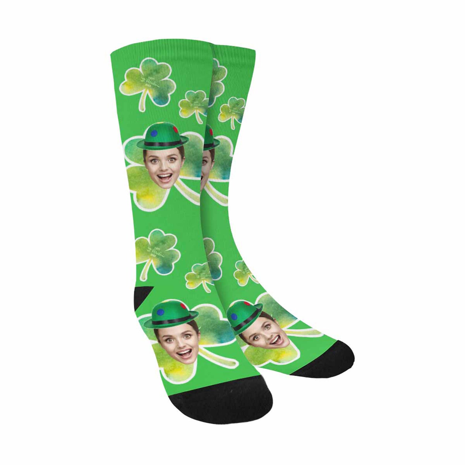 Custom Photo Socks St Patrick&rsquo;s Day Holiday Socks Green | Etsy