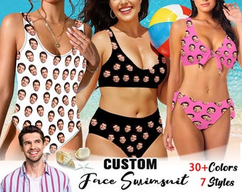 Custom Face Swimsuit: Personalized Women&#39;s Bathing Suit, Bachelorette Gift