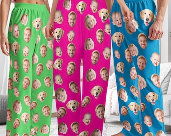 Custom photo pajama pants, Personalized Face Unisex Pajamas,Funny Socks