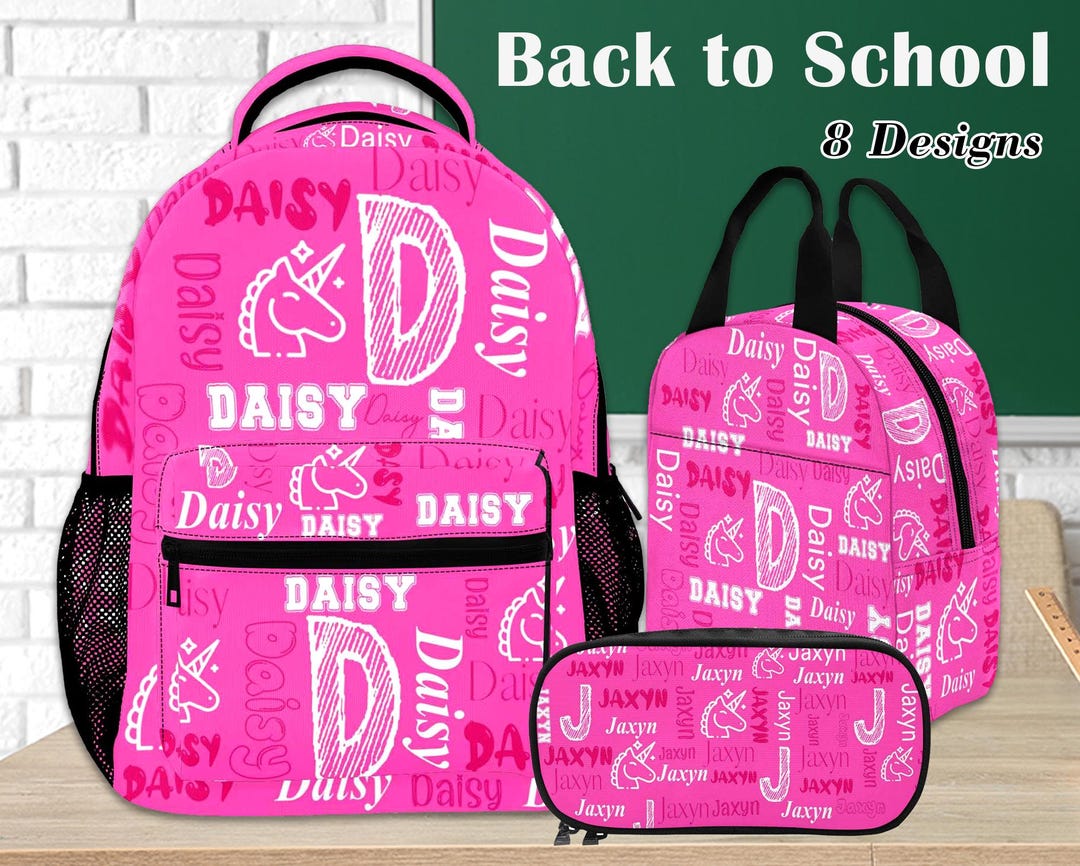 Personalized Kids Backpack Lunch Bag Set: Custom Name School Bookbag - Etsy