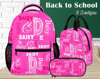 Personalized Kids Backpack Lunch Bag Set: Custom Name School Bookbag