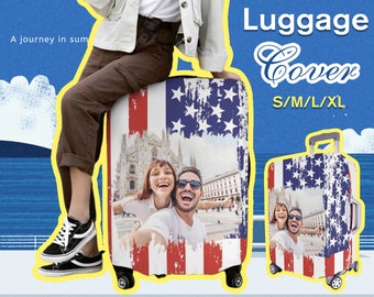 Custom Photo Luggage Cover: Personalized Pet or Logo Suitcase Protector