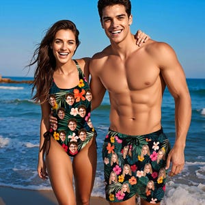 Custom Face Swimsuit, Personalized Face Swim Trunks, Personalized Face Swim Trunks, One-piece Two-piece Swimwear, Bachelorette Party Gifts