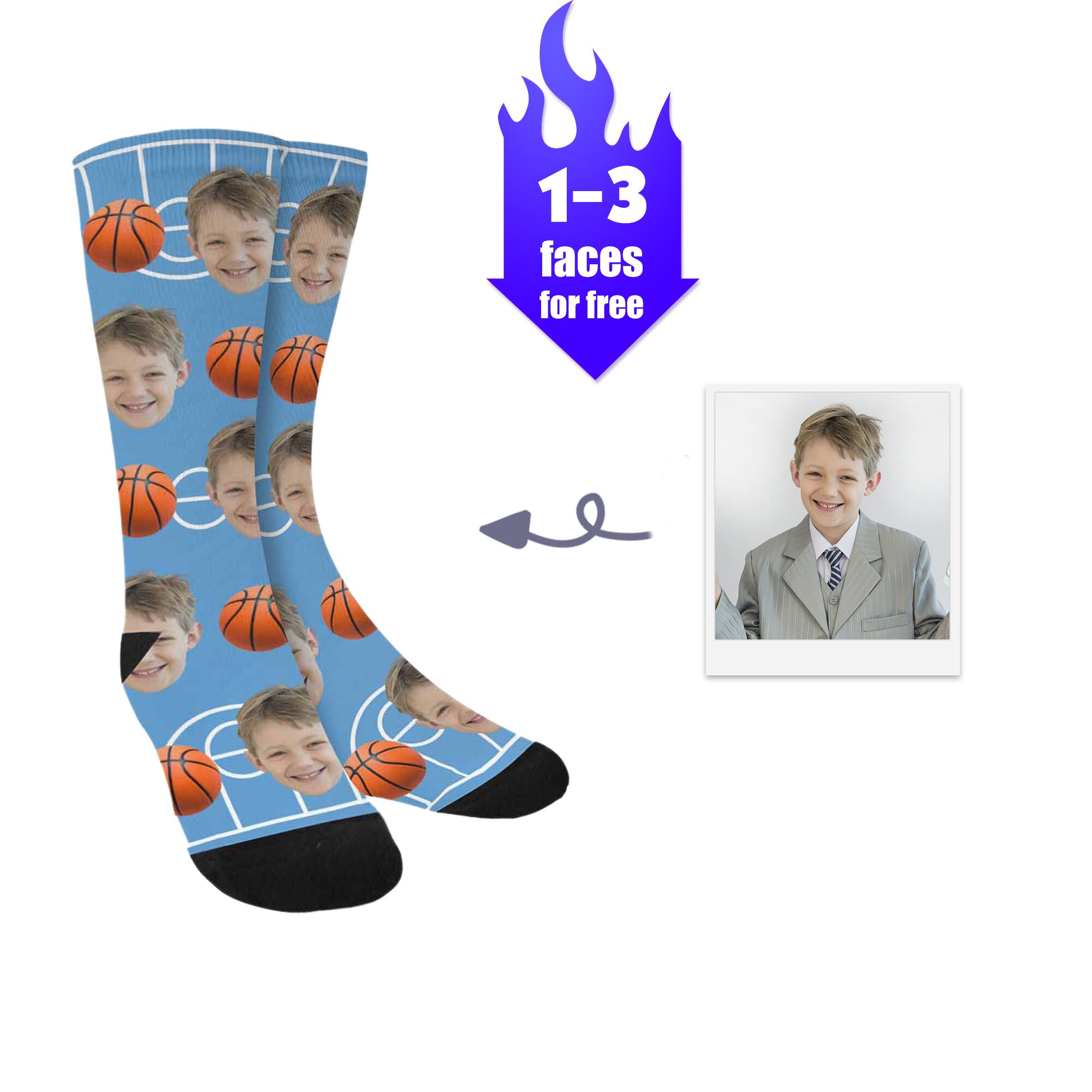 Custom Kid's Basketball SocksPhoto Socks Personalized Etsy